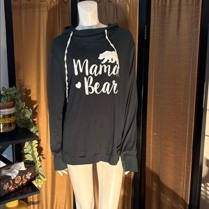 Forest Green Lightweight Hooded Pullover with “Mama Bear” theme